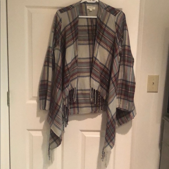 Taylor Sage Plaid Draped Cardigan W 